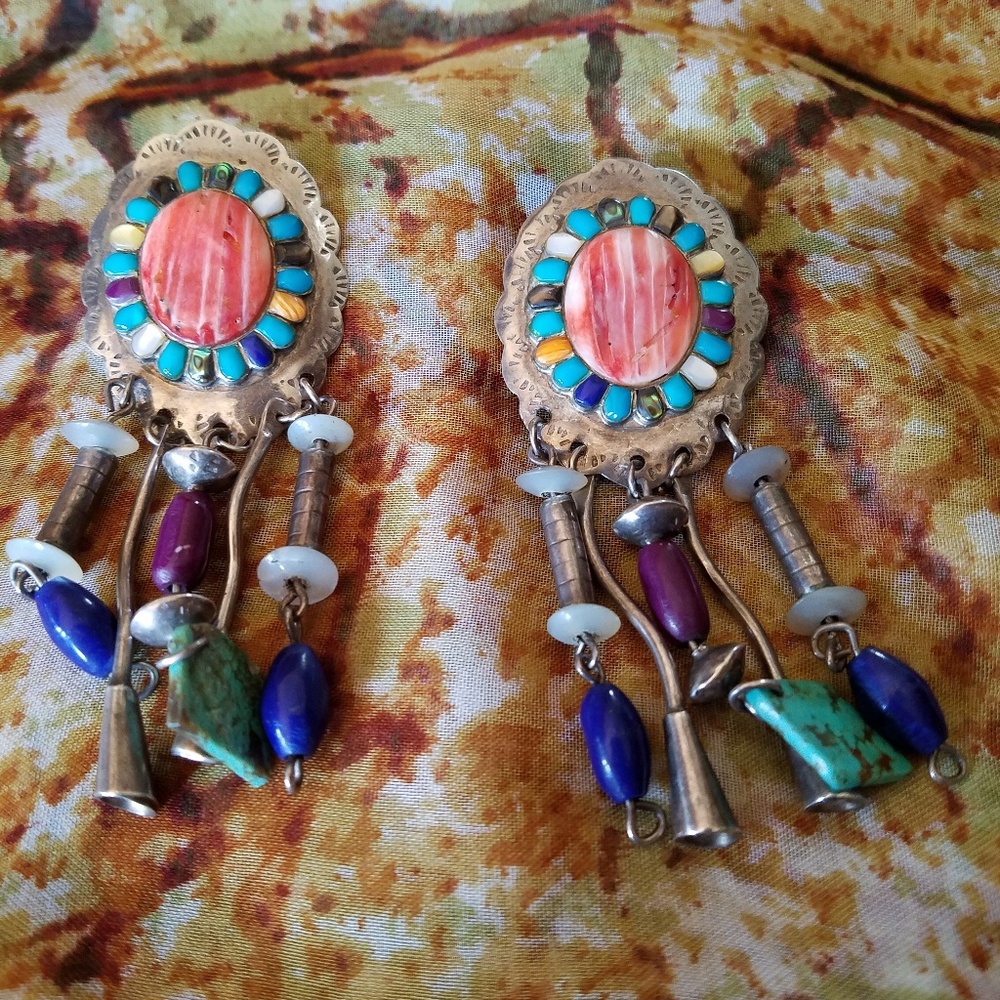 Georgeous Native American Sterling Silver Earrings